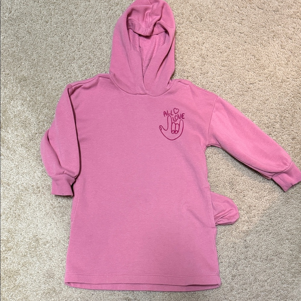 Kids Pink Hoodie with Embroidered Design